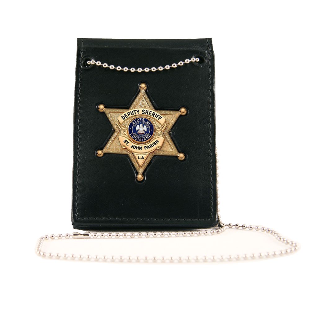 Neck Chain ID Holder with Recessed Badge, Fold Style