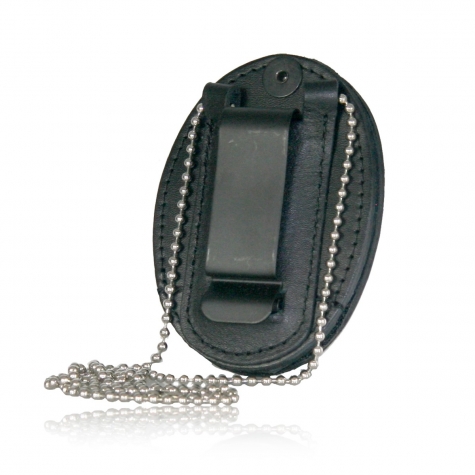 Oval Recessed Badge Holder with Clip and Chain