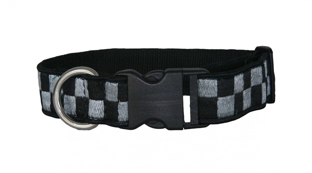 1 1/2” Subdued Embroidered Collar, Black/Gray