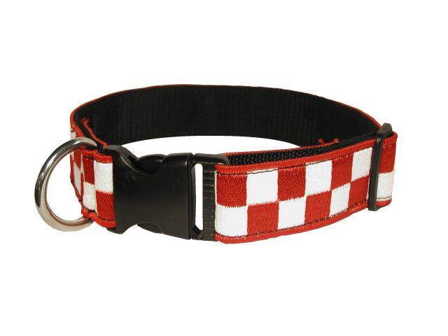 1 1/2” Decorative Embroidered Collar, Red/White