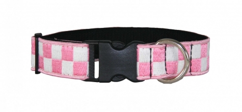 1 1/2” Decorative Embroidered Collar, Pink/White