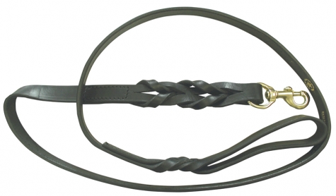 60” Braided Leather Lead, Black