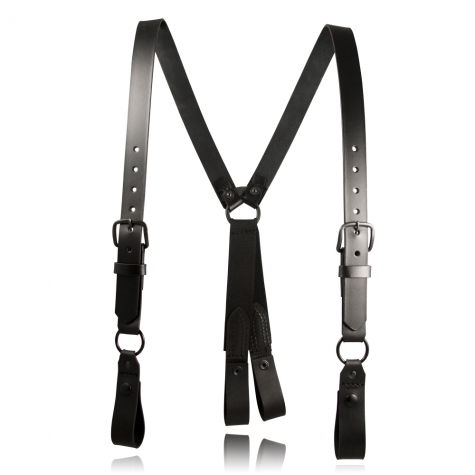 Police Leather Suspenders, 3” Shorter