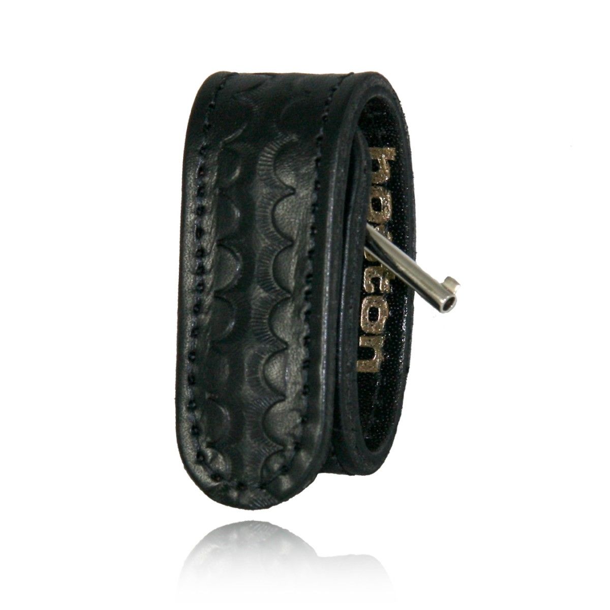 Boston Leather 5496-1-B Black Plain Double Wide Belt Keeper Brass Snaps 
