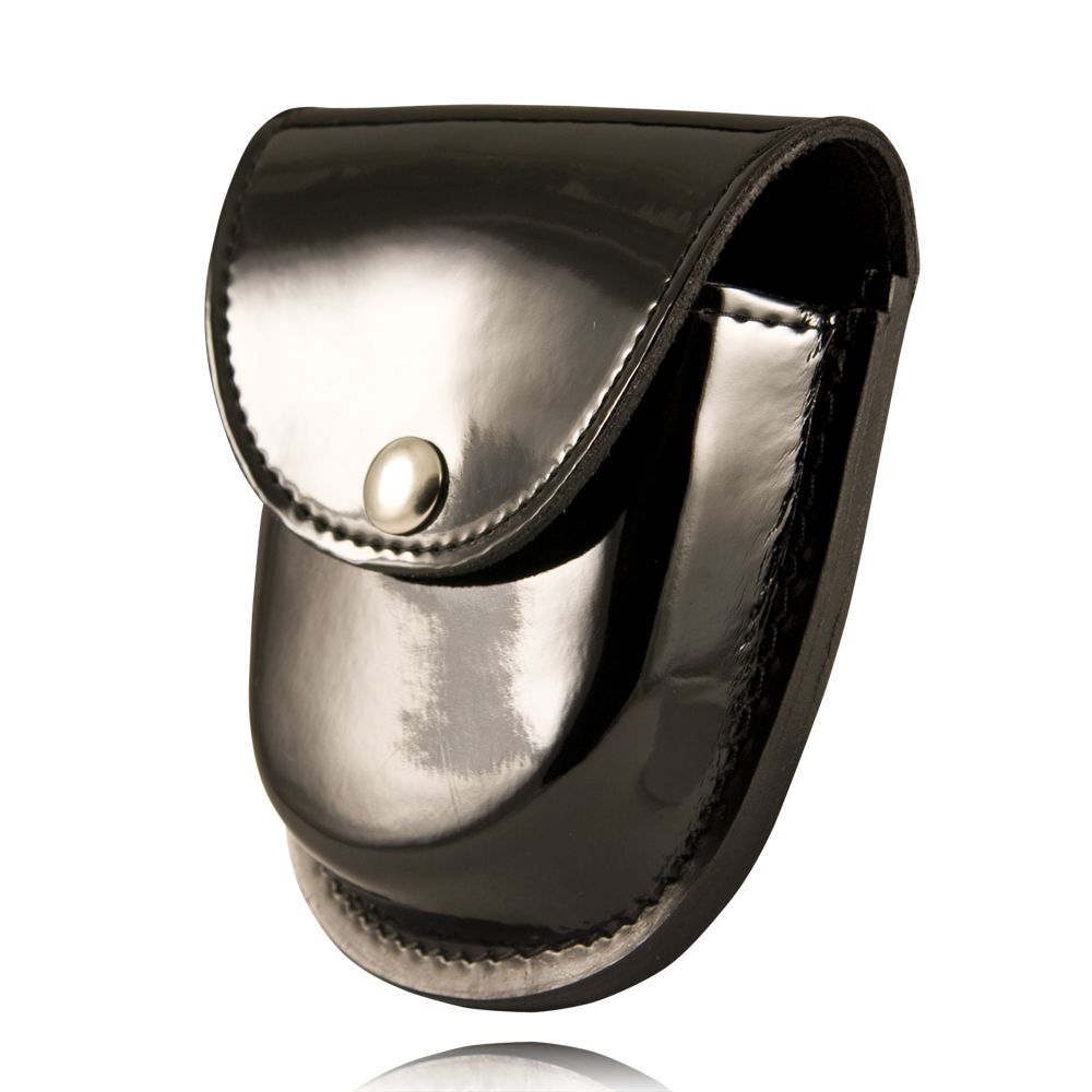 Boston Leather 5514-3-B Black BW X-Large Round Bottom Handcuff Case Brass Snap 