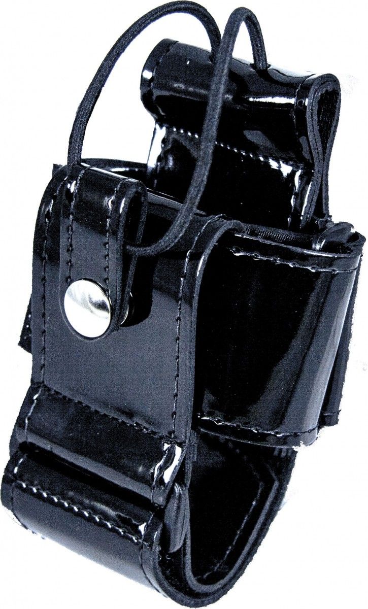Boston Leather 5487-5 5" Black Adjustable Deluxe Radio Holder w/ Nickel Snaps 