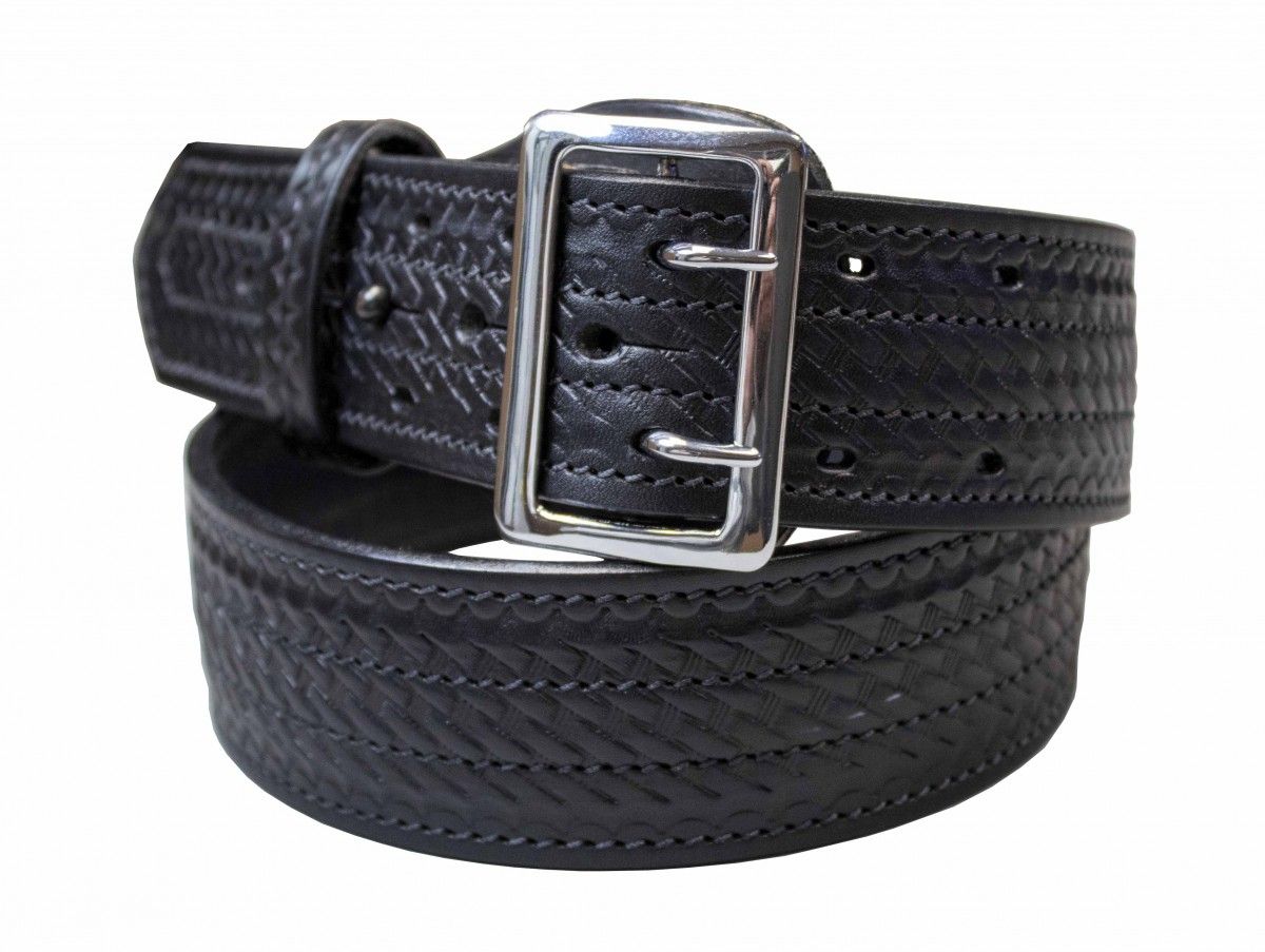 Boston Leather 6501-3-44 Black Basketweave Lined 2.25" Sam Browne Duty Belt 